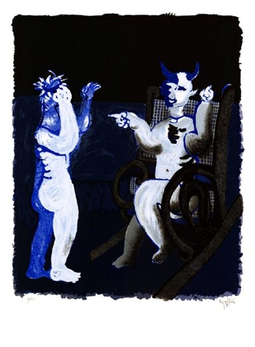 "Diablo" by  Juan Garcia Ripolles  Original Signed Lithograph 1981 GVA Pro Paper