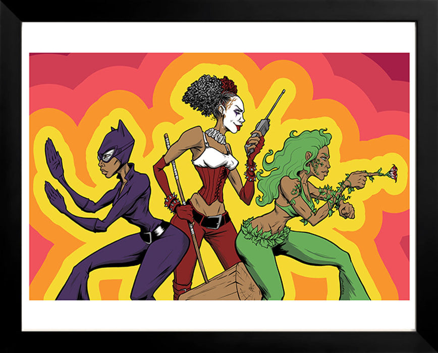 African American Black Batgirl Harley Quinn Poison Ivy Art Print Pop DC Comics