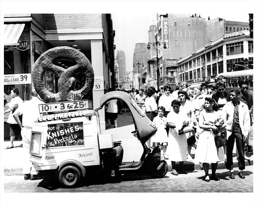 Pretzel & Knish Vendor on Fulton Street, Brooklyn - 1959