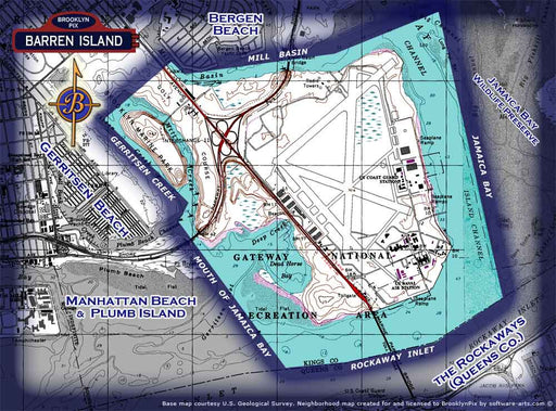 Area map of Barren Island, south of the main body of Flatlands Old Vintage Photos and Images
