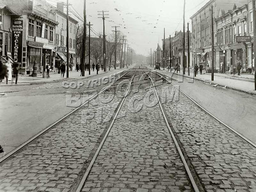 Bath Avenue from Bay 19th, looking SW, 1920. Original West End RR track entering from left Old Vintage Photos and Images
