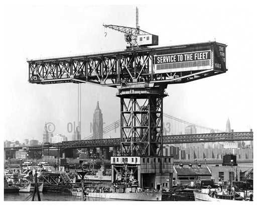 Brooklyn Navy Yard with the Manhattan Skyline in full view behind it Old Vintage Photos and Images