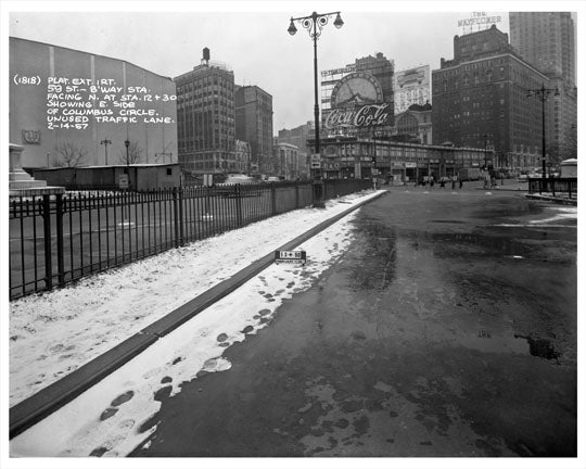 Columbus Circle overlooking The Mayflower Hotel 1957  -  Manhattan - New York, NY Old Vintage Photos and Images