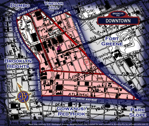Downtown Brooklyn neighborhood borders map Old Vintage Photos and Images