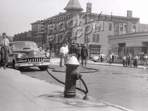 Fire at Bath Avenue near Bay 22 Street, early 1950s.