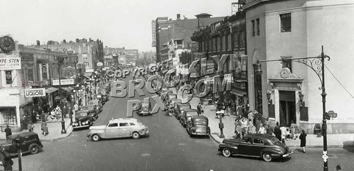 Kings Highway looking east at East 16th Street, 1942. View from Brighton Line structure Old Vintage Photos and Images