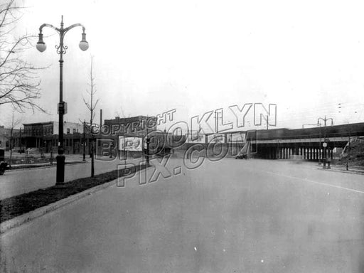 Linden Boulevard at Junius Street and Avenue D, LIRR trestle on the right, 1940 Old Vintage Photos and Images