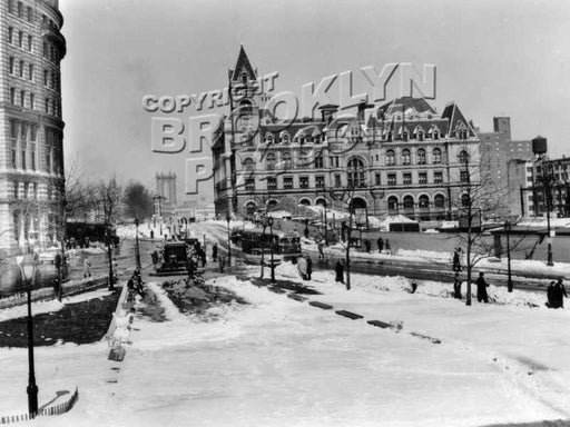 Looking north from Borough Hall steps showing Mechanics Bank (l.) and Main Post Office (r.), 1959 Old Vintage Photos and Images