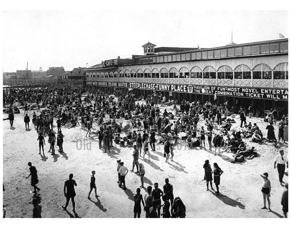 looking west from Steeplechase pier showing Sunday crowd on the beach 1922 Old Vintage Photos and Images