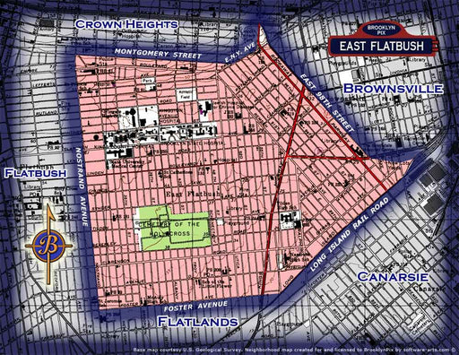 Neighborhood borders map for East Flatbush Old Vintage Photos and Images