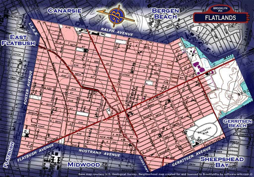 Neighborhood borders map for Flatlands Old Vintage Photos and Images