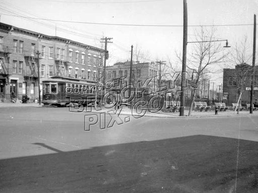 New Lots Avenue trolley approaching Hegeman Avenue and Watkins Street, Stone Avenue in the distance, Old Vintage Photos and Images