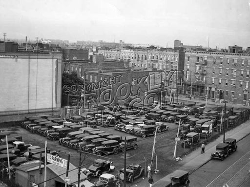 Parking lot on south side of East New York Avenue between Amboy and Herzl Streets, 1935 Old Vintage Photos and Images