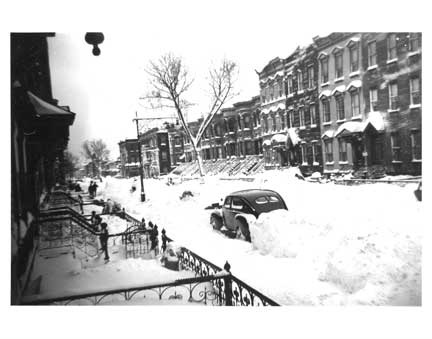 Schaeffer St in Blizzard - Bushwick Brooklyn NY Old Vintage Photos and Images