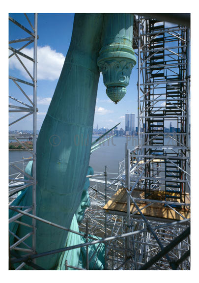 Statue of Liberty - view of forearm and hand holding torch Old Vintage Photos and Images