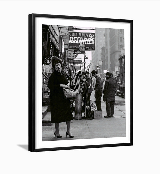 Lady in front of record shop,  New York City - 1950s