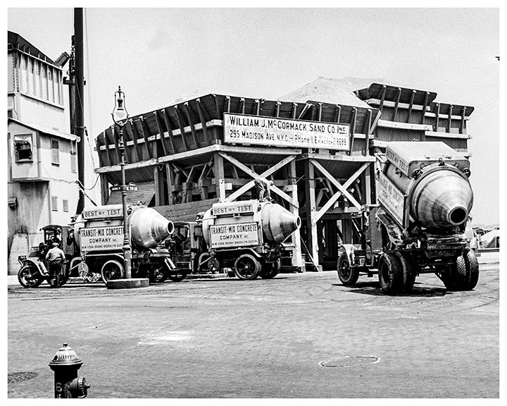 Concrete Trucks Loading up in New York City 1930s — Old NYC Photos