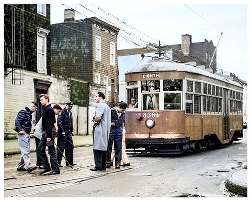 Sunset Park trolley buffs along the 8th Avenue line - c.1950