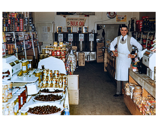 Grocery Store with Fresh Olive Oil, New York City - 1960s