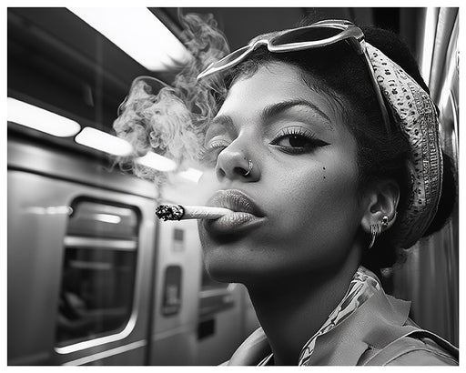 Hipster on Subway Smoking - 1980s