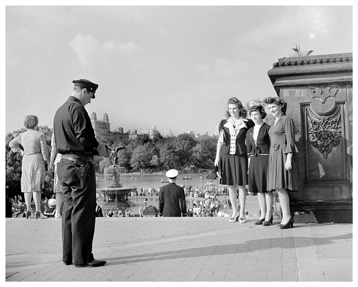 Police Officer takes Photo in Central Park, New York - 1950s