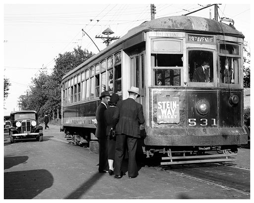 Steinway Street @ 19th Street Trolley, Queens New York - 1930s