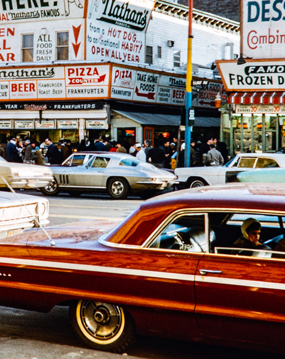 Nathan's Hot Dogs on Surf Avenue, Coney Island Brooklyn New York - 1960s