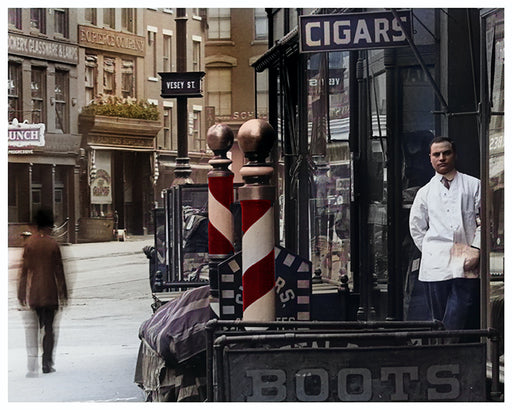 Cigars and a haircut, Vesey Street Greenwich Village NYC - 1917