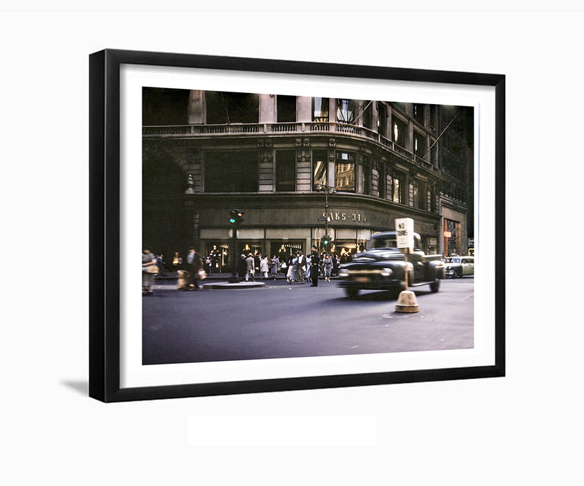 Nice Ford truck passing Saks - 34th,  New York City - 1958