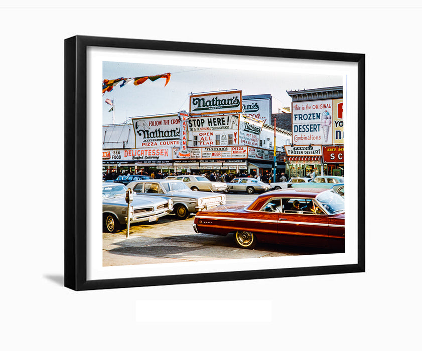 Nathan's Hot Dogs on Surf Avenue, Coney Island Brooklyn New York - 1960s