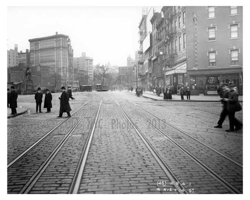 14th Street & 4th Avenue - Greenwich Village - Manhattan, NY 1916 H Old Vintage Photos and Images