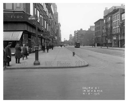 14th Street & 5th Ave - Greenwich Village - Manhattan, NY 1916 Old Vintage Photos and Images