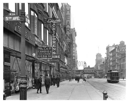 14th Street & 5th Ave - Greenwich Village - Manhattan, NY 1916 Old Vintage Photos and Images