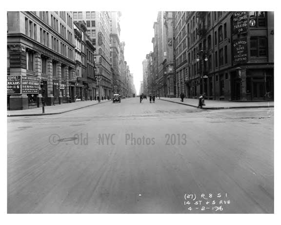 14th Street & 5th Avenue - Greenwich Village - Manhattan, NY 1916 Old Vintage Photos and Images