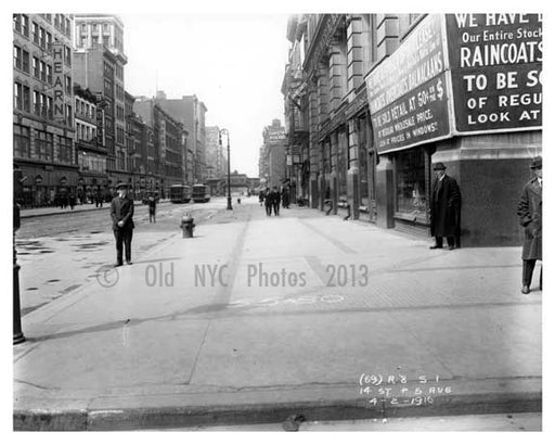 14th Street & 5th Avenue  - Greenwich Village - Manhattan, NY 1916 A Old Vintage Photos and Images