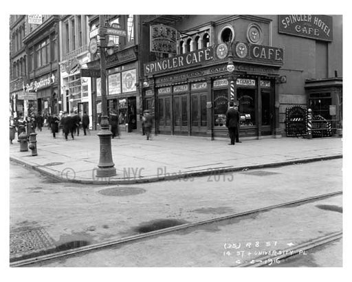 14th Street & University Place - Greenwich Village - Manhattan, NY 1916 Old Vintage Photos and Images