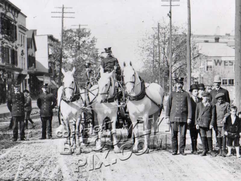 18th Avenue looking NE to 86th Street showing Engine Company 143, 1908