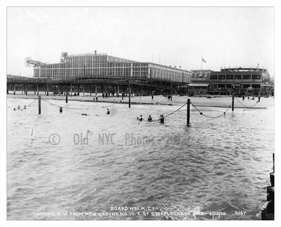 1922 - view from the pier looking at the beacj with Steeplechase Park in the background Old Vintage Photos and Images