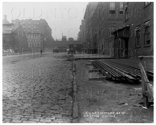 27-60 42nd St looking west Queensboro Subway Railroad Duct Line Manhattan NYC 1916 Old Vintage Photos and Images