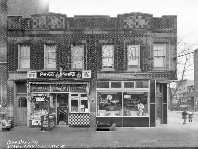 2768 and 2766 Pitkin Avenue at southeast corner Crescent Street, 1940 Old Vintage Photos and Images
