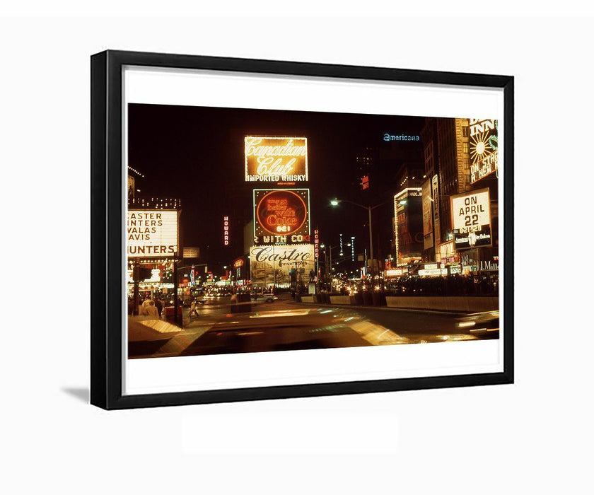 Times Square looking north at night 1968 New York City Framed Photo