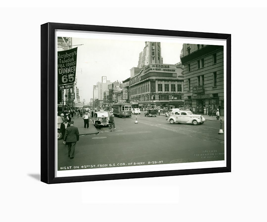 42nd St Times Square New York City Broadway 1937 Framed Photo