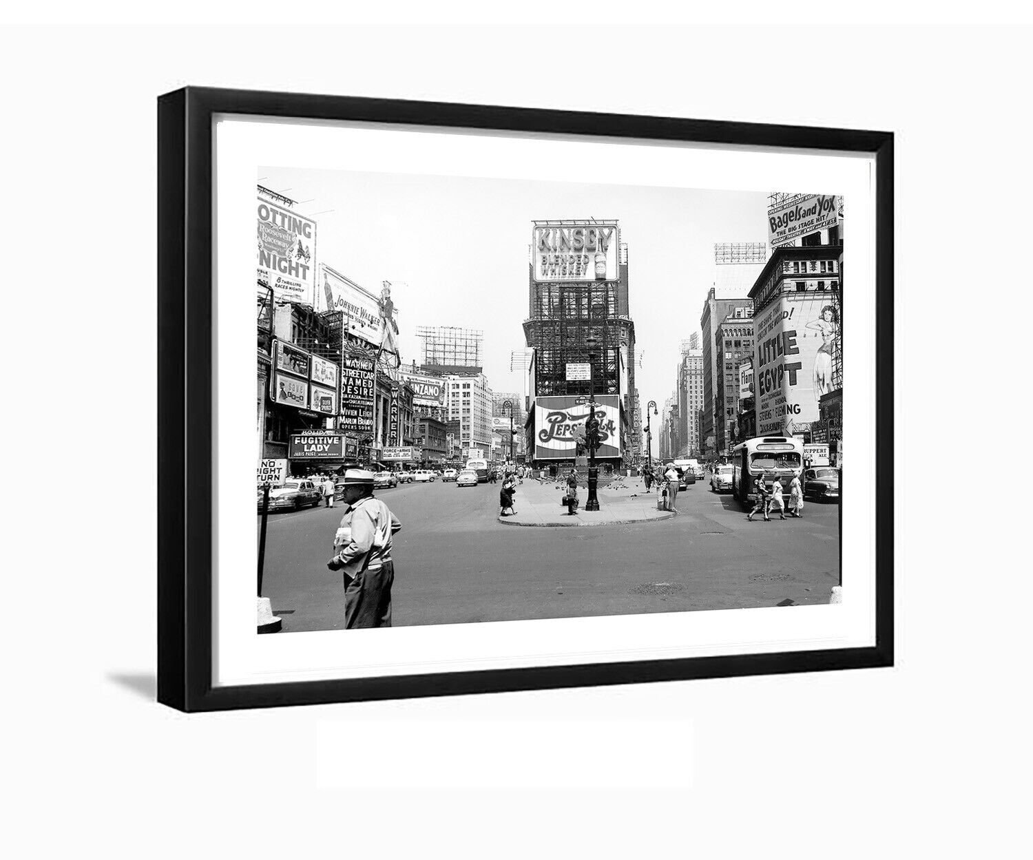 Times Square West 46th St New York Vintage Photo Framed Ready to Hang 8"X10" Art