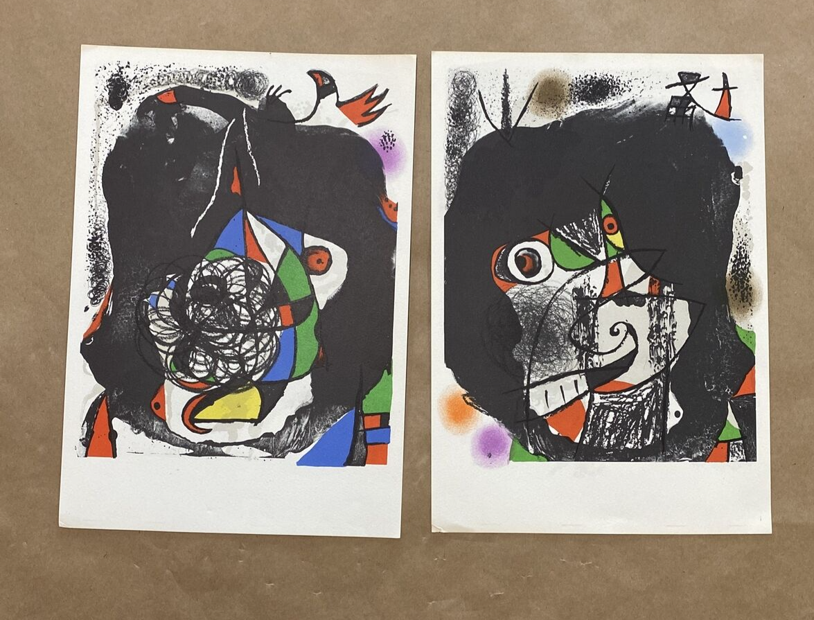 Joan Miro Lithograph Set Printed In France By Mourlot 1970s