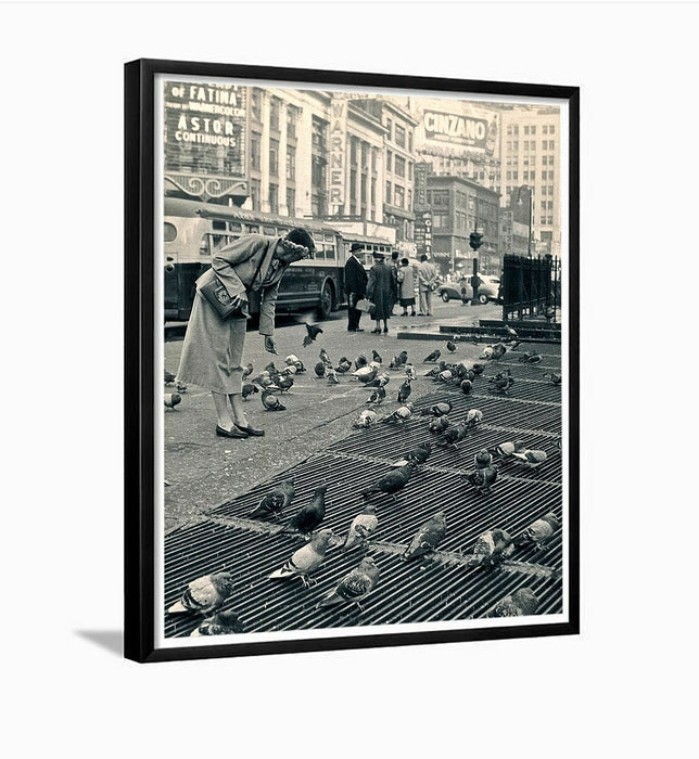 Pigeon feeder, Times Square - New York City 1952 Framed Photo