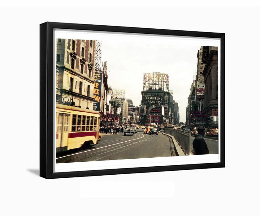 Times Square New York City 1939 Trolley Framed Photo