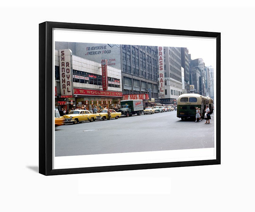 Times Square Taxi New York City Manhattan 1958 Framed Photo