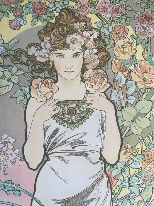Alphonse Mucha, 1970's Lithograph “ Rose “ Limited Ed. With Chop Fine Art Print