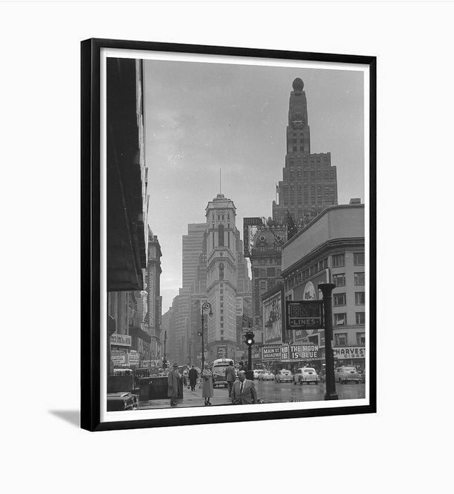 Times Square Sheraton Astor & Loews New York City 1950's Framed Photo