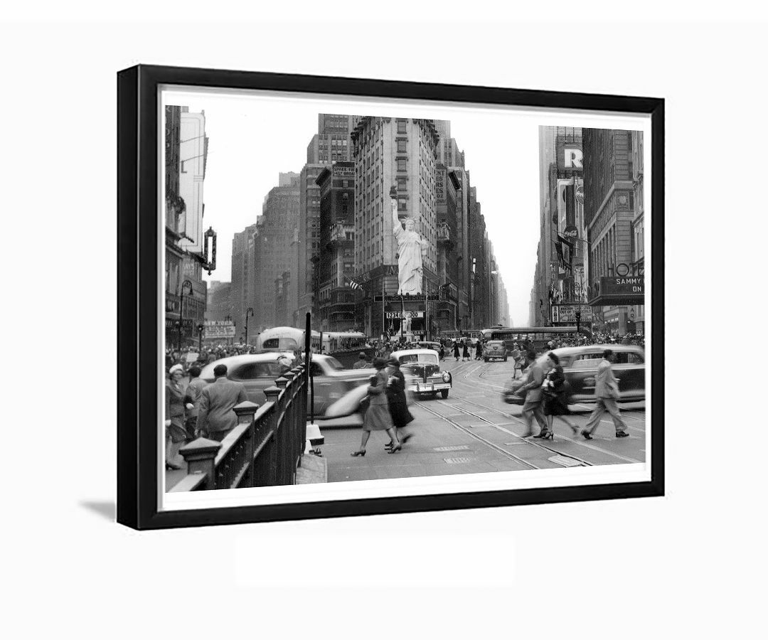 Times Square Statue of Liberty New York City Manhattan 1944 Framed Photo